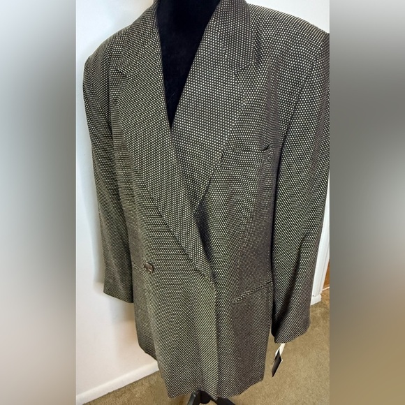 NWT old stock Vintage Theo Miles women’s wool blend brown polka dot blazer 14 - Picture 5 of 11